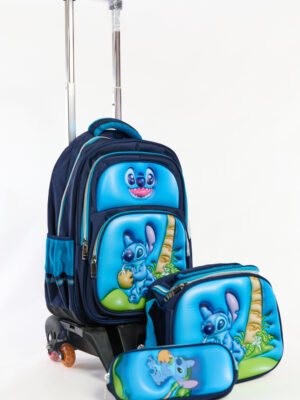 Pack 3 Pièces Cartable scolaire d'école primaire pour Garçon Stitch 3ème jusqu’au 6ème