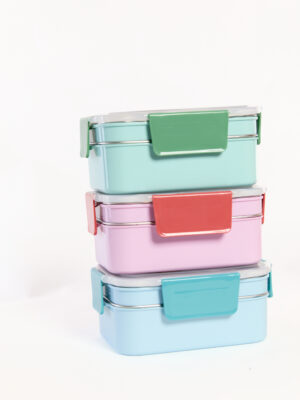 Lunch Box Repas Isotherme Enfant Avec 2 Compartiments : Bleu , Rose et Vert
