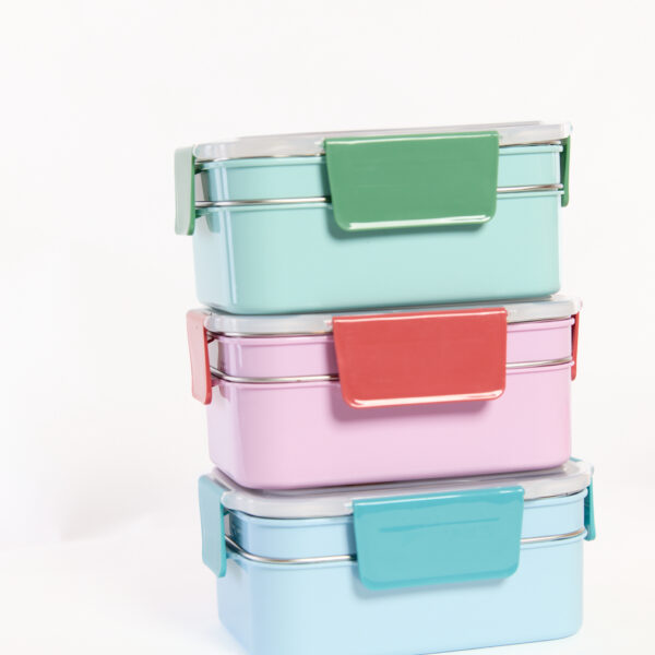 Lunch Box Repas Isotherme Enfant Avec 2 Compartiments : Bleu , Rose et Vert