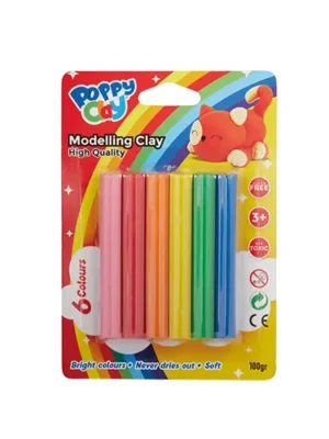 PATE A MODLER DE 6 COULEURS PASTEL POPPY CLAY 100GR