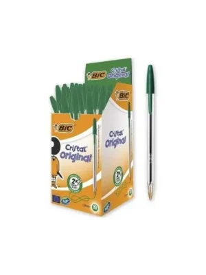 PAQUET DE 50 STYLOS A BILLE CRISTAL ORIGINAL BIC VERT