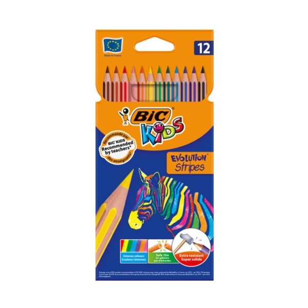 CRAYON COULEUR DE 12 STRIPES BIC