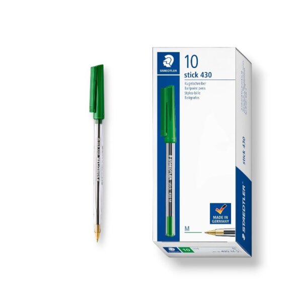 PAQUET DE 10 STYLOS A BILLE STAEDTLER VERT