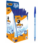 PAQUET DE 50 STYLOS A BILLE BIC SOFT BLEU CRISTAL