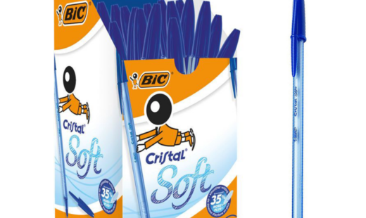 paquet-de-50-stylos-a-bille-bic-soft-bleu-cristal