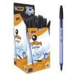 PAQUET DE 50 STYLOS A BILLE BIC SOFT NOIR CRISTAL