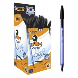 PAQUET DE 50 STYLOS A BILLE BIC SOFT NOIR CRISTAL