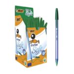 PAQUET DE 50 STYLOS A BILLE BIC SOFT VERT CRISTAL