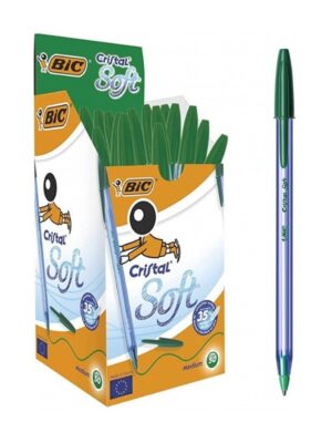PAQUET DE 50 STYLOS A BILLE BIC SOFT VERT CRISTAL