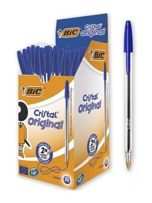 PAQUET DE 50 STYLOS A BILLE CRISTAL ORIGINAL BIC BLEU