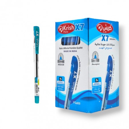 PAQUET DE 50 STYLOS A BILLE KRISH BLEU CIEL