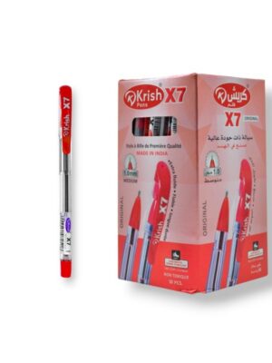 PAQUET DE 50 STYLOS A BILLE KRISH ROUGE