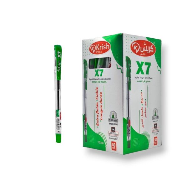 PAQUET DE 50 STYLOS A BILLE KRISH VERT