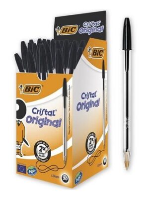 PAQUET DE 50 STYLOS A BILLE CRISTAL ORIGINAL BIC NOIR