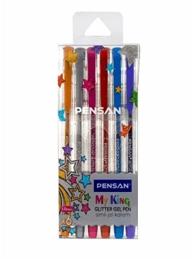 POCHETTE 6 STYLO GEL GLITTER ARGENTÉ MYKING PENSAN